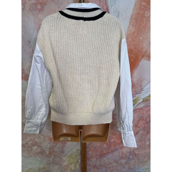 Anthropologie Maeve Pointelle Heart Twofer Sweater - Picture 7 of 8